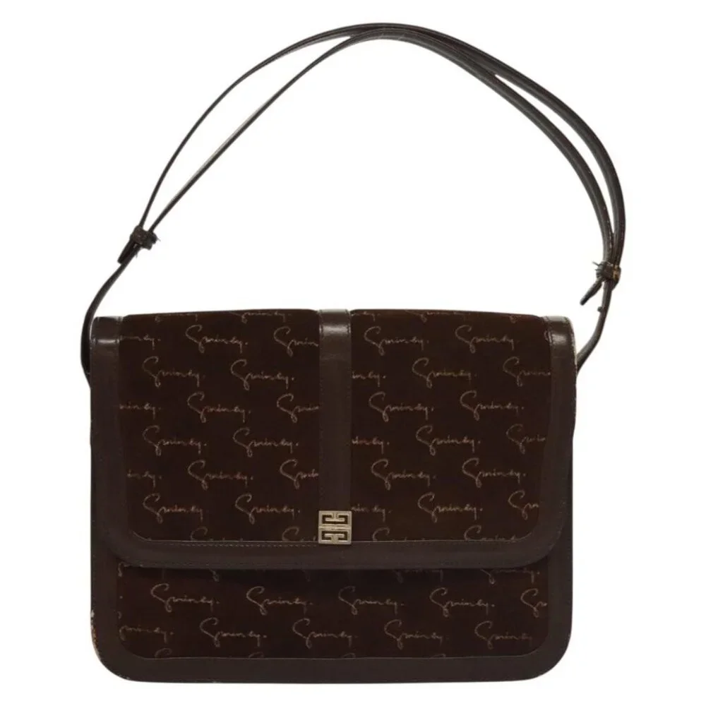 Authentic GIVENCHY Shoulder Bag Suede Brown Gold - Picture 5 of 16